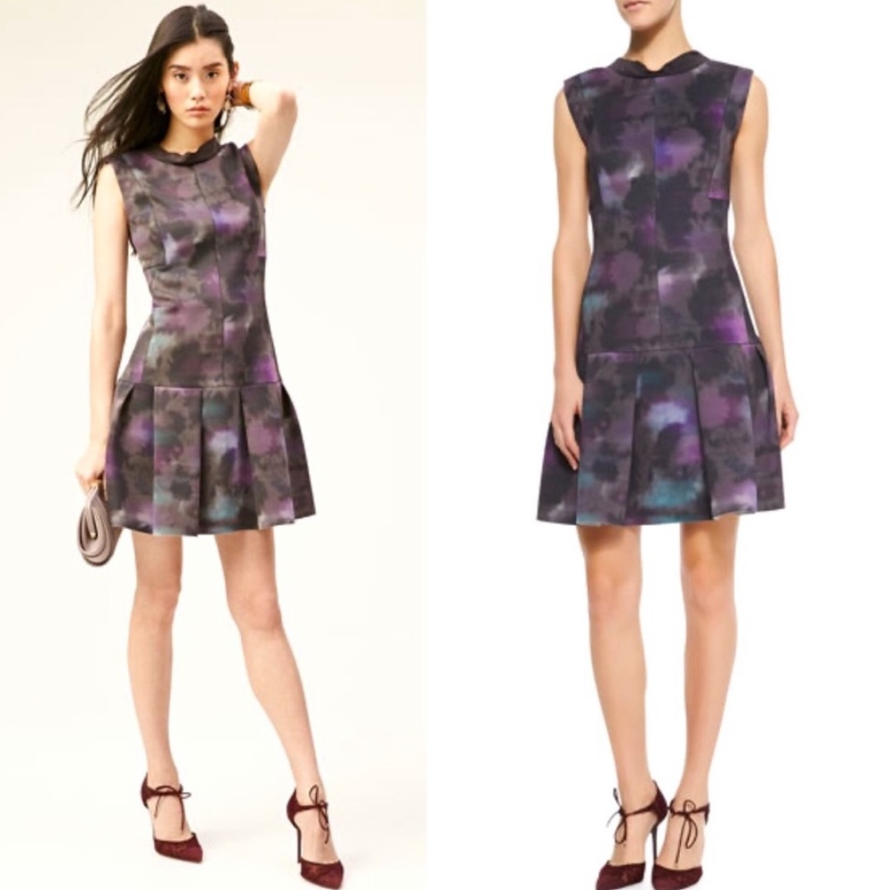 Rebecca Taylor Floral Haze Purple Fit Flare Cocktail Dress Size 6